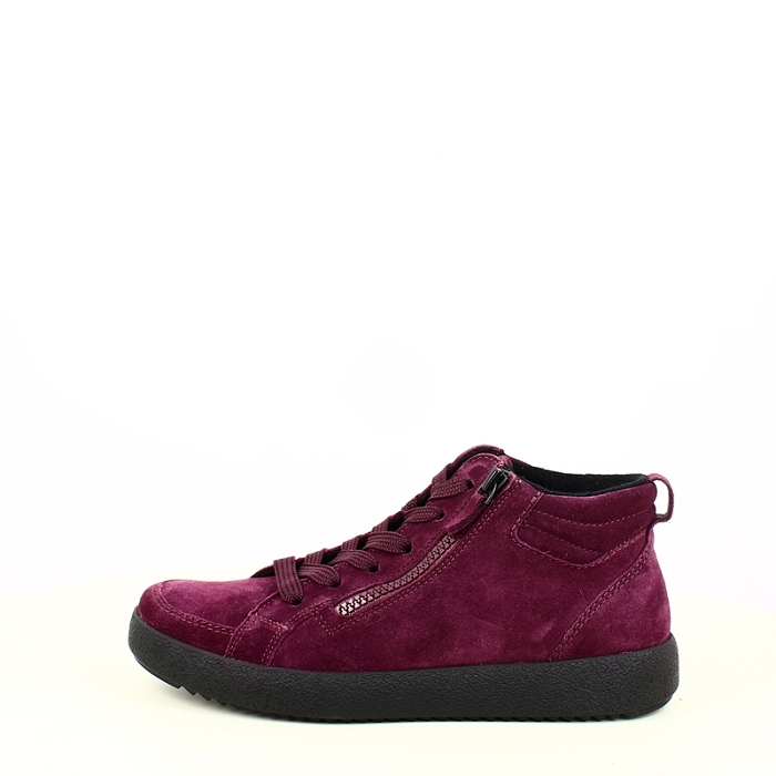 Ara basket 1237908 cuir velours bordeaux lacet zip