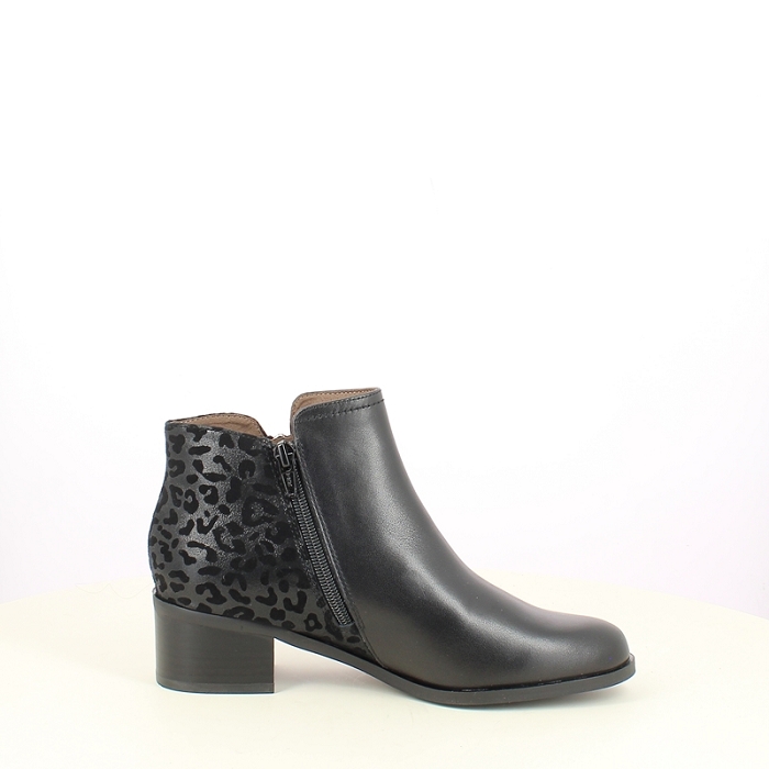 Fugitive bottine racine cuir lisse noir zip7507801_3