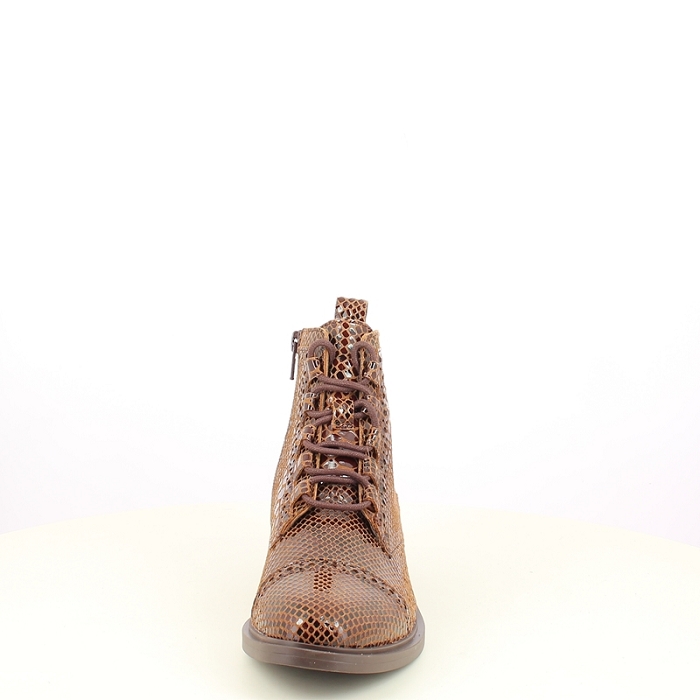 Fugitive bottine fevol croco ecaille marron lacet zip7508102_2