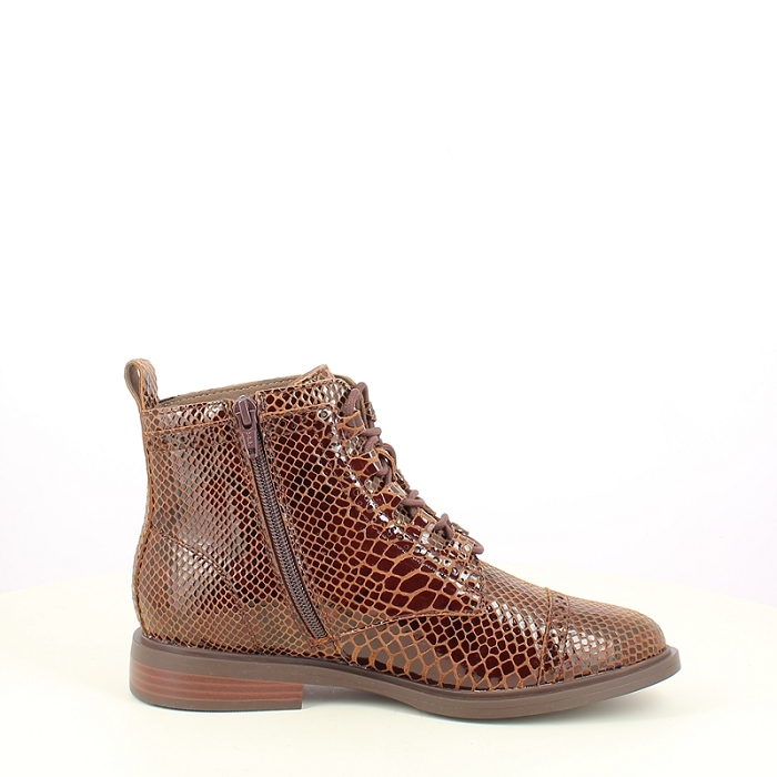 Fugitive bottine fevol croco ecaille marron lacet zip7508102_3