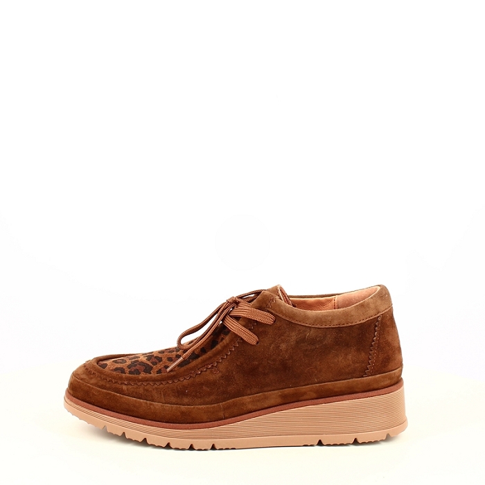 Fugitive derbies mocassins kelvine cuir velours camel lacet zip