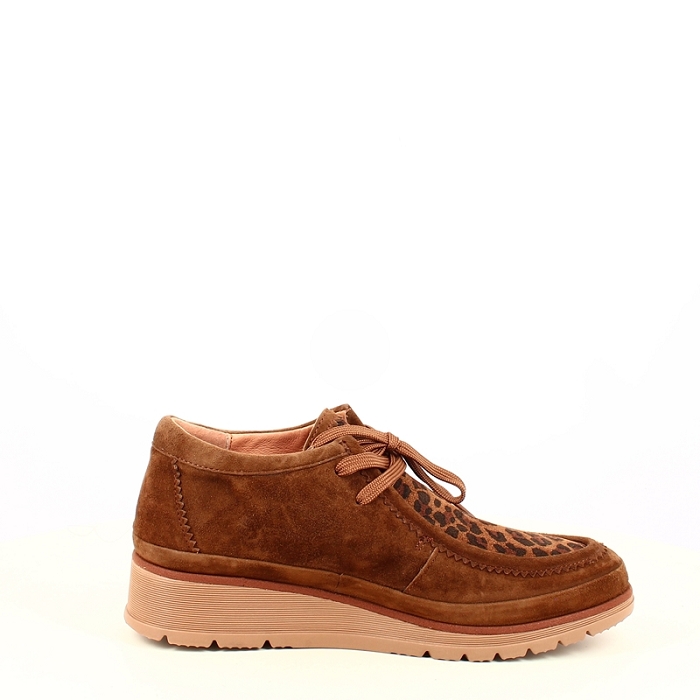 Fugitive derbies mocassins kelvine cuir velours camel lacet zip7508201_3