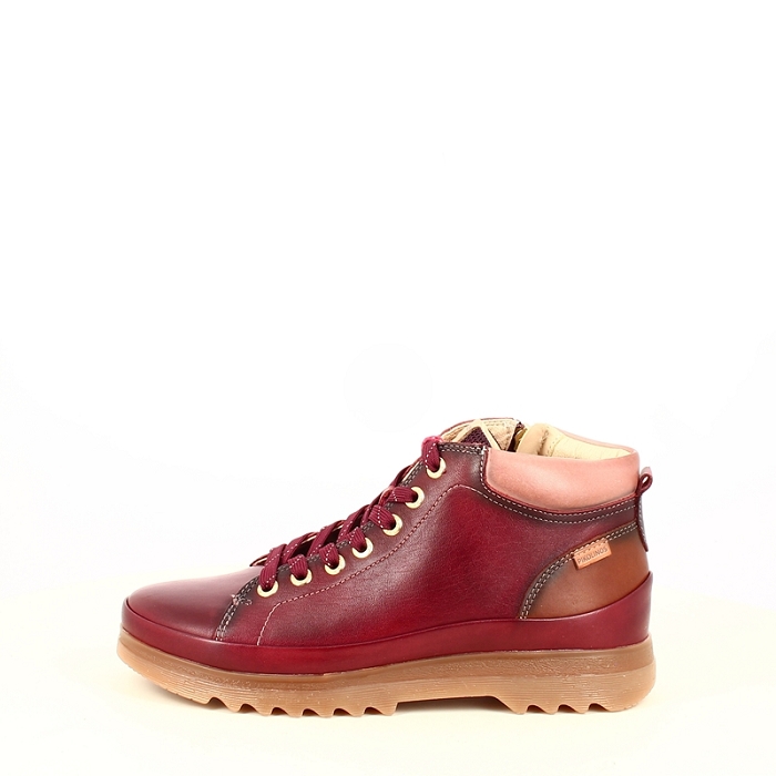 Pikolinos basket vigo w3w 8825c1 cuir lisse bordeaux lacet zip