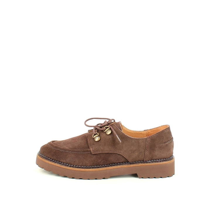 karston derbies mocassins coreo cuir velours marron lacet