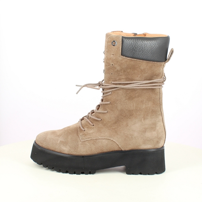 Karston bottine rayne cuir velours taupe lacet zip