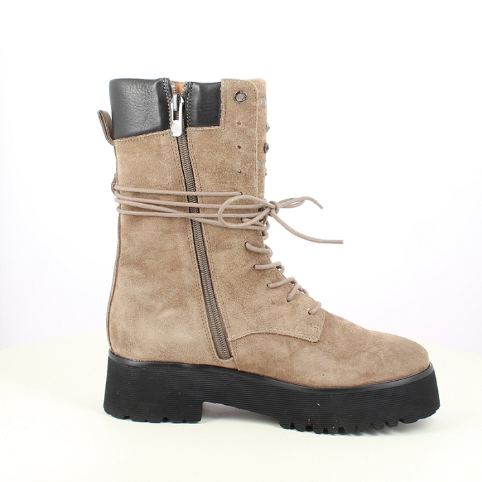 Karston bottine rayne cuir velours taupe lacet zip7509602_3