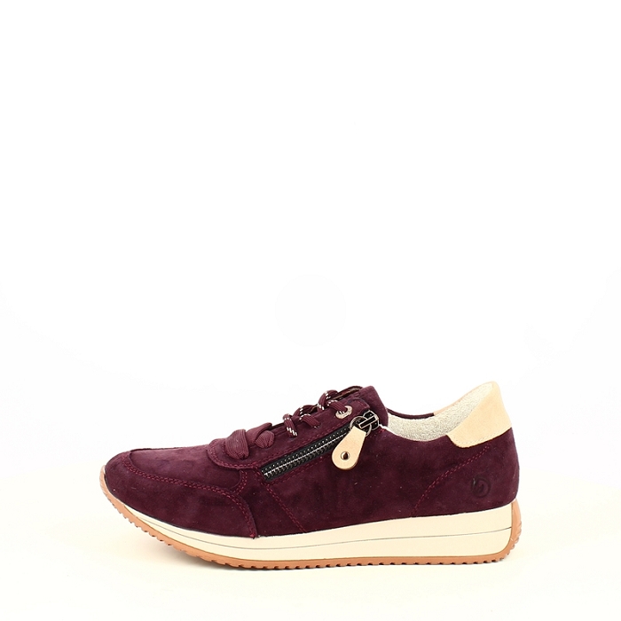 Remonte basket d0h19 cuir velours bordeaux lacet zip